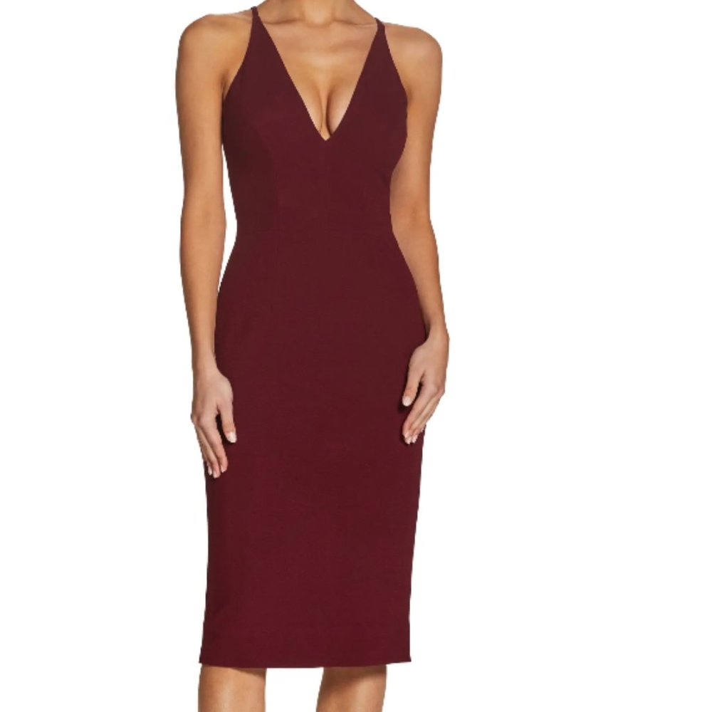 Dress The Population Lyla Burgundy Sheath Cocktail Dress Size M
